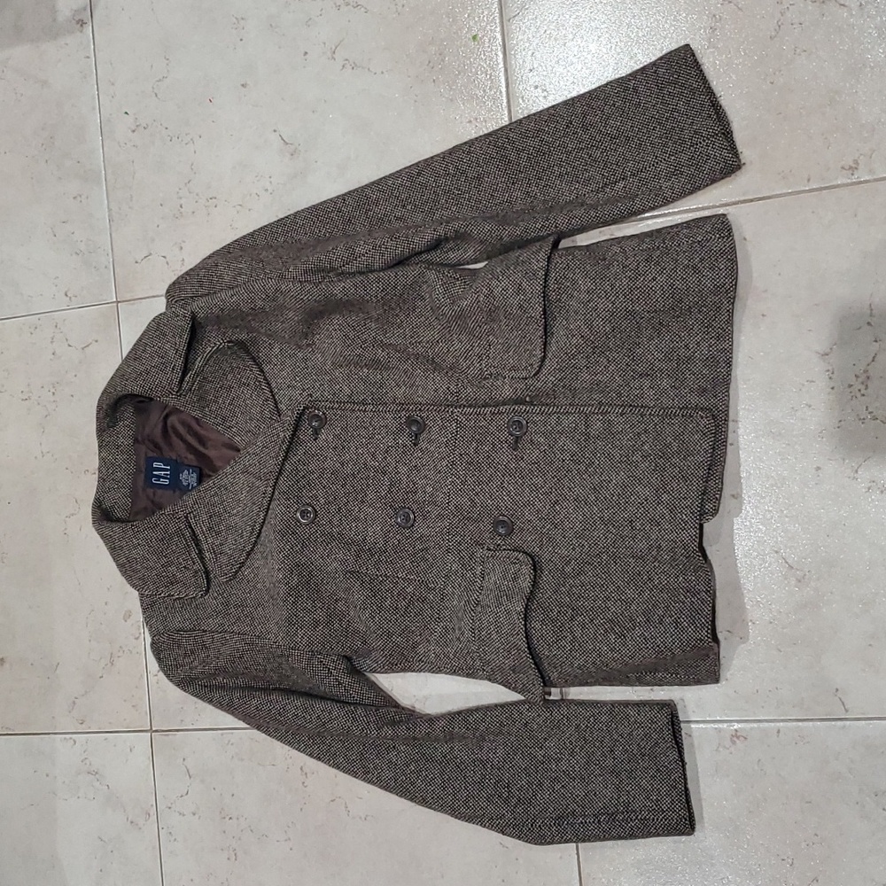 Old Navy Brown Tweed Pea Coat XS Extra Small